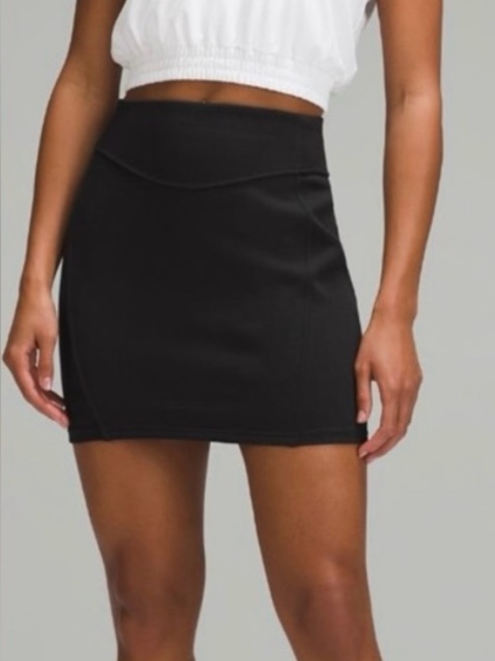NWT Lululemon scuba HR mini skirt black womens XS cotton fleece skirt New